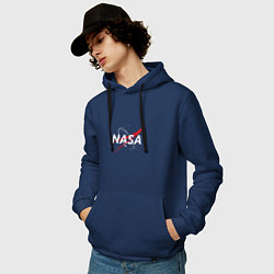 Толстовка-худи хлопковая мужская NASA: Space Arrow, цвет: тёмно-синий — фото 2