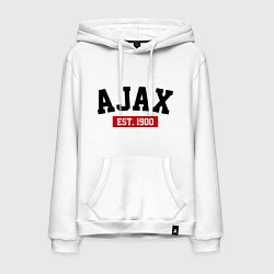 Толстовка-худи хлопковая мужская FC Ajax Est. 1900, цвет: белый