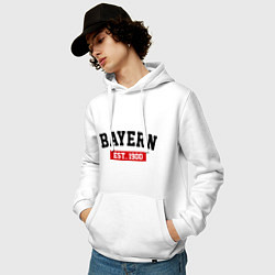 Толстовка-худи хлопковая мужская FC Bayern Est. 1900, цвет: белый — фото 2