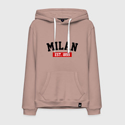 Толстовка-худи хлопковая мужская FC Milan Est. 1899, цвет: пыльно-розовый