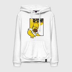 Толстовка-худи хлопковая мужская Homer D'OH!, цвет: белый