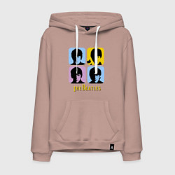 Толстовка-худи хлопковая мужская The Beatles: pop-art, цвет: пыльно-розовый