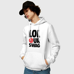 Толстовка-худи хлопковая мужская Lol our Swag, цвет: белый — фото 2