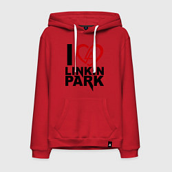 Толстовка-худи хлопковая мужская I love Linkin Park, цвет: красный