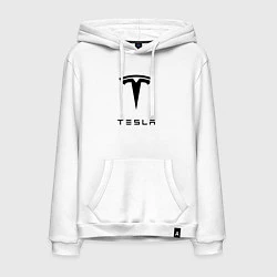 Толстовка-худи хлопковая мужская TESLA Mobile, цвет: белый