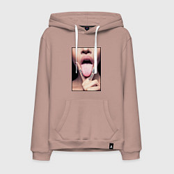 Толстовка-худи хлопковая мужская Кунилингус, цвет: пыльно-розовый