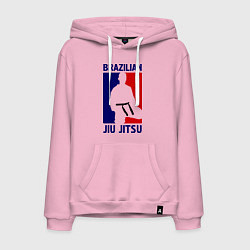 Толстовка-худи хлопковая мужская Brazilian Jiu jitsu, цвет: светло-розовый