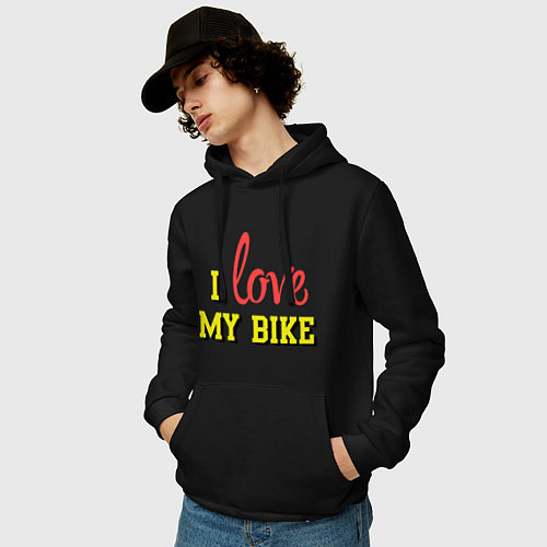 Мужская толстовка-худи I love my bike / Черный – фото 3