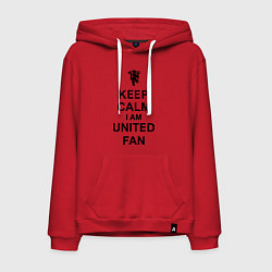 Толстовка-худи хлопковая мужская Keep Calm & United fan, цвет: красный