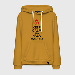 Толстовка-худи хлопковая мужская Keep Calm & Hala Madrid, цвет: горчичный