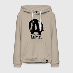 Толстовка-худи хлопковая мужская Animal Logo, цвет: миндальный