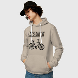 Толстовка-худи хлопковая мужская Lets bike it, цвет: миндальный — фото 2