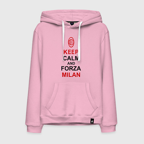 Мужская толстовка-худи Keep Calm & Forza Milan / Светло-розовый – фото 1
