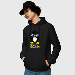 Толстовка-худи хлопковая мужская SWAG Penguin, цвет: черный — фото 2