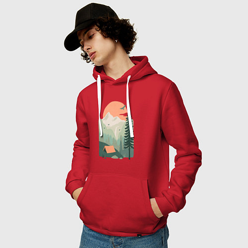 Мужская толстовка-худи Wood Adventure / Красный – фото 3