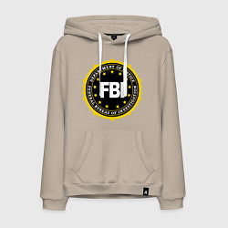 Толстовка-худи хлопковая мужская FBI Departament, цвет: миндальный