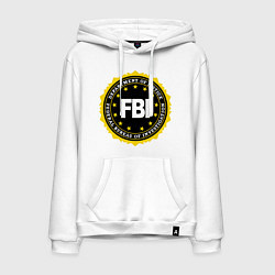 Толстовка-худи хлопковая мужская FBI Departament, цвет: белый