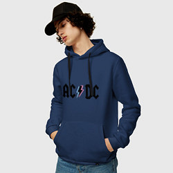 Толстовка-худи хлопковая мужская AC/DC, цвет: тёмно-синий — фото 2