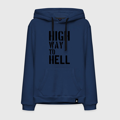 Мужская толстовка-худи High way to hell / Тёмно-синий – фото 1
