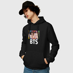 Толстовка-худи хлопковая мужская BTS: Boys Faces, цвет: черный — фото 2