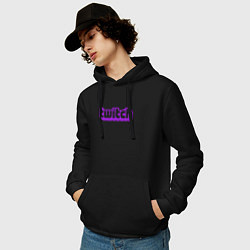 Толстовка-худи хлопковая мужская Twitch Logo, цвет: черный — фото 2