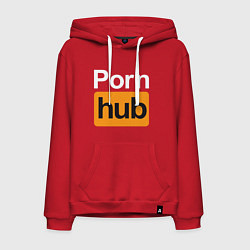 Толстовка-худи хлопковая мужская PornHub, цвет: красный