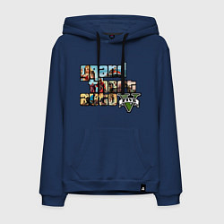 Толстовка-худи хлопковая мужская GTA 5 Stories, цвет: тёмно-синий