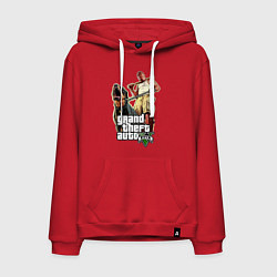 Толстовка-худи хлопковая мужская GTA 5: Man & Dog, цвет: красный