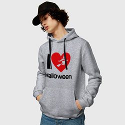 Толстовка-худи хлопковая мужская I love halloween (Я люблю хэллоуин), цвет: меланж — фото 2
