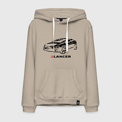 Толстовка-худи хлопковая мужская Mitsubishi lancer, цвет: миндальный