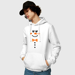 Толстовка-худи хлопковая мужская Снеговик, цвет: белый — фото 2