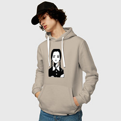 Толстовка-худи хлопковая мужская Wednesday Addams, цвет: миндальный — фото 2