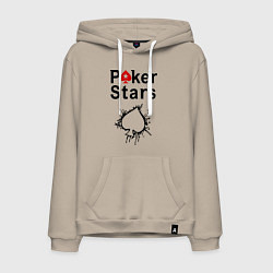 Толстовка-худи хлопковая мужская Poker Stars, цвет: миндальный