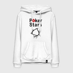 Толстовка-худи хлопковая мужская Poker Stars, цвет: белый