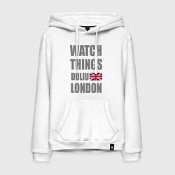 Толстовка-худи хлопковая мужская Watch Things Duliu London, цвет: белый