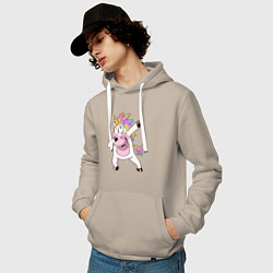 Толстовка-худи хлопковая мужская Dabbing Unicorn, цвет: миндальный — фото 2