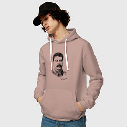 Толстовка-худи хлопковая мужская Товарищ Сталин, цвет: пыльно-розовый — фото 2