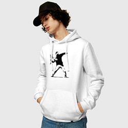 Толстовка-худи хлопковая мужская Banksy, цвет: белый — фото 2
