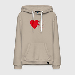 Толстовка-худи хлопковая мужская Сердце, цвет: миндальный