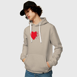 Толстовка-худи хлопковая мужская Сердце, цвет: миндальный — фото 2