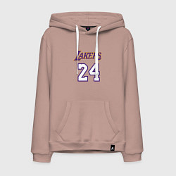 Толстовка-худи хлопковая мужская Lakers 24, цвет: пыльно-розовый