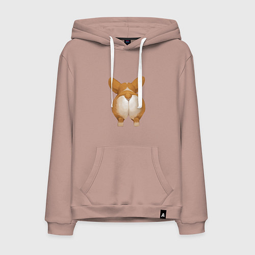 Мужская толстовка-худи Корги / Пыльно-розовый – фото 1