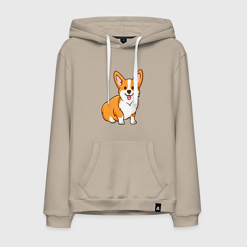 Мужская толстовка-худи Корги / Миндальный – фото 1