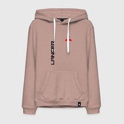 Толстовка-худи хлопковая мужская MITSUBISHI LANCER, цвет: пыльно-розовый