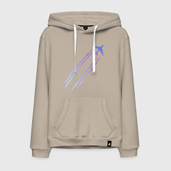 Толстовка-худи хлопковая мужская Самолёт, цвет: миндальный