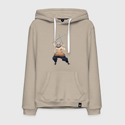 Толстовка-худи хлопковая мужская KIMETSU NO YAIBA, цвет: миндальный