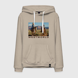 Толстовка-худи хлопковая мужская Westworld Landscape, цвет: миндальный