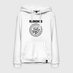 Толстовка-худи хлопковая мужская RAMONES, цвет: белый