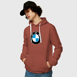 Толстовка-худи хлопковая мужская BMW, цвет: кирпичный — фото 2