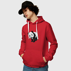 Толстовка-худи хлопковая мужская Панда, цвет: красный — фото 2